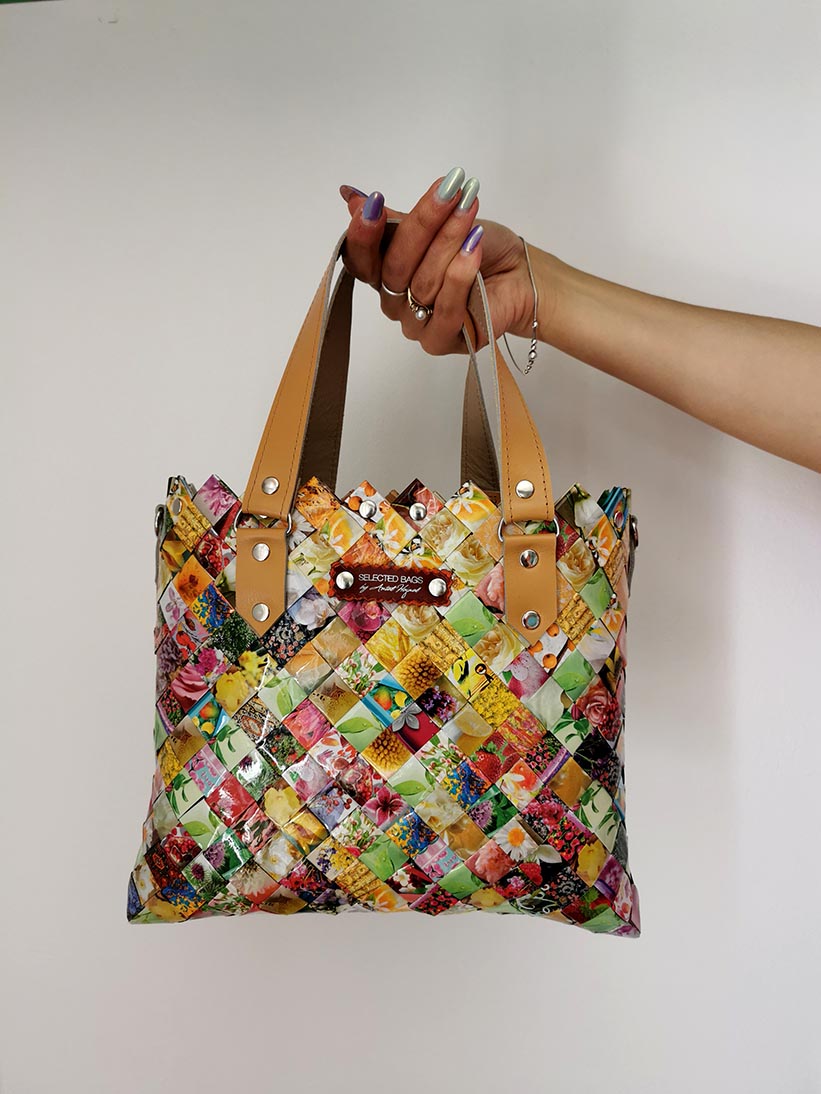Geanta midi cu motive florale